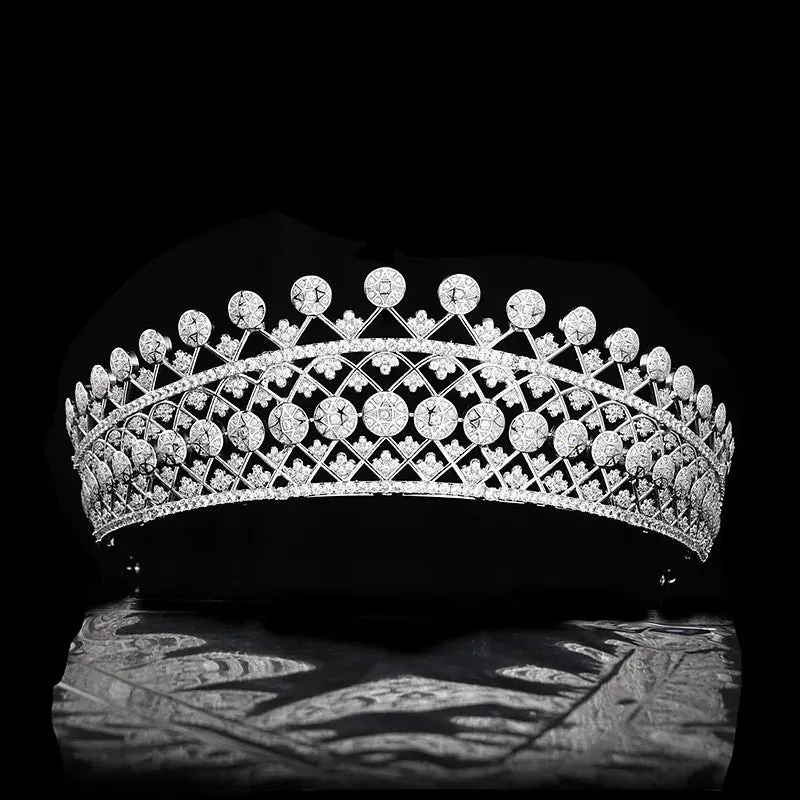 Vintage Luxury Cubic Zirconia Tiara Wedding Bridal Crown Jewelry Hair Accessory