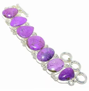 Violet Purpurite Gemstone Sterling Silver Bracelet