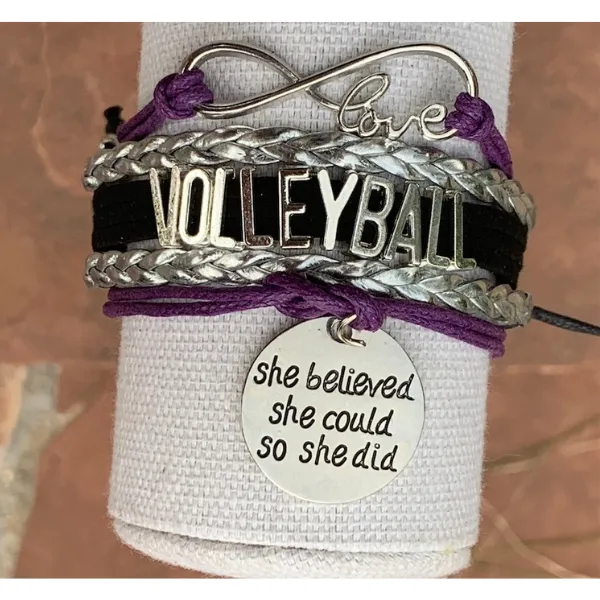 Volleyball She Believed She Could  Bracelet - Pick Your Team Colors