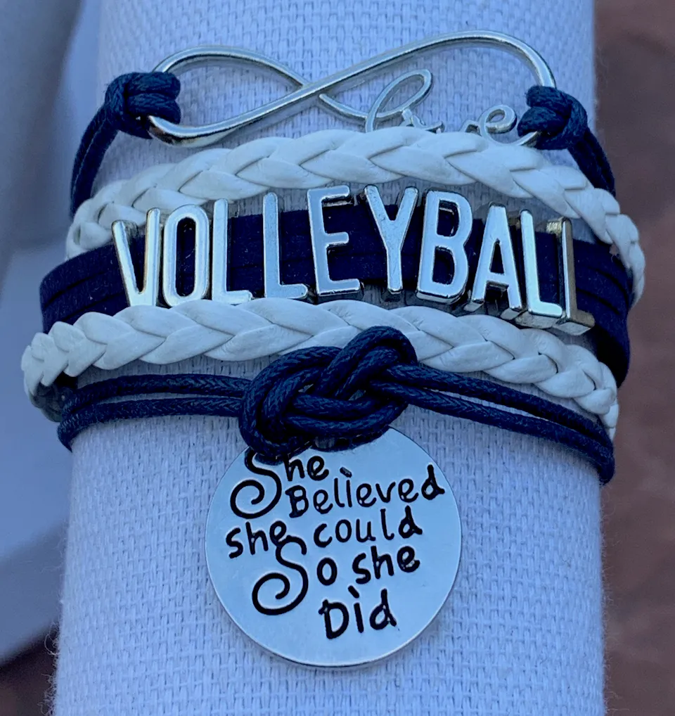 Volleyball She Believed She Could  Bracelet - Pick Your Team Colors