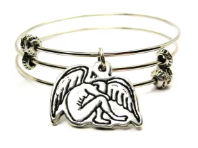 Weeping Male Angel Triple Style Expandable Bangle Bracelet