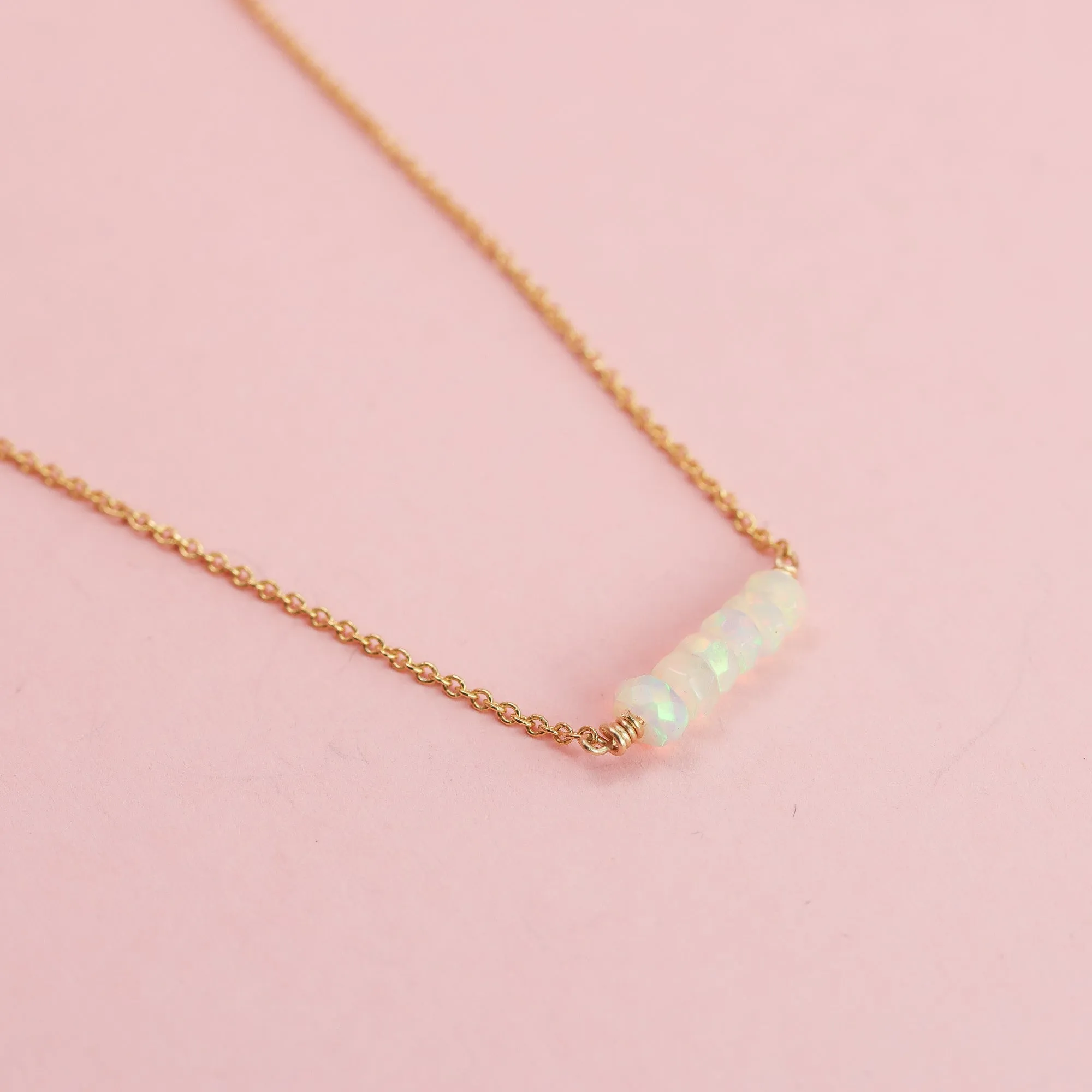 White Opal Bar Necklace