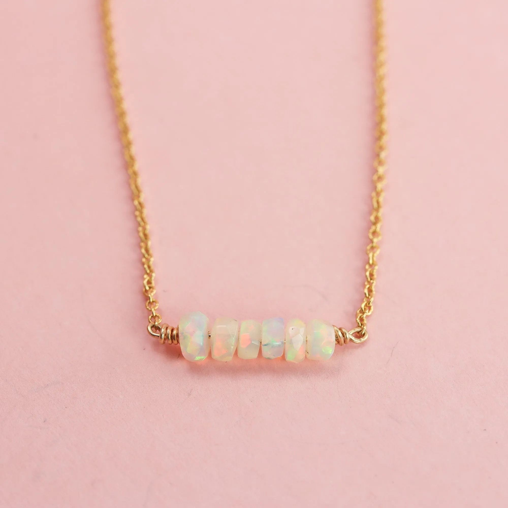 White Opal Bar Necklace