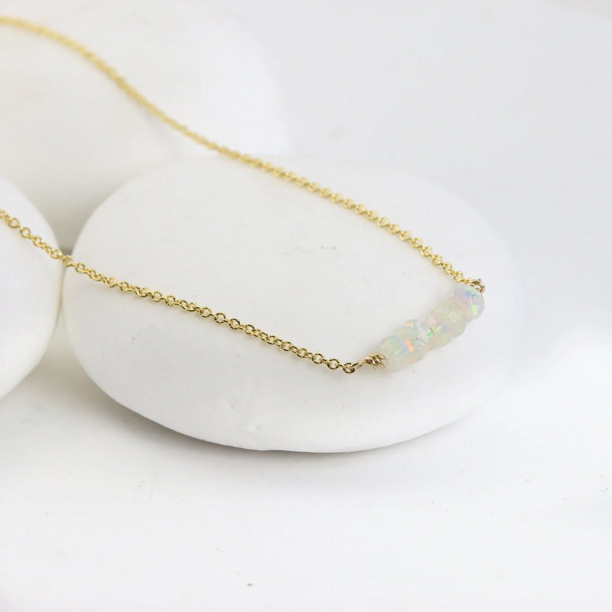 White Opal Bar Necklace