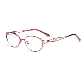 Women's Cat Eye Full Rim Reading Glasses 1.56 Index Anti Blue Light Lenses F2834