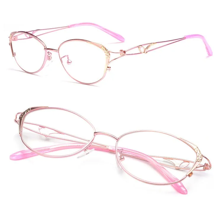 Women's Cat Eye Full Rim Reading Glasses 1.56 Index Anti Blue Light Lenses F2834