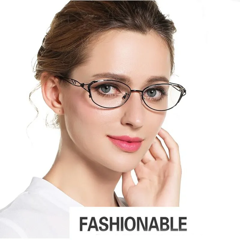 Women's Cat Eye Full Rim Reading Glasses 1.56 Index Anti Blue Light Lenses F2834