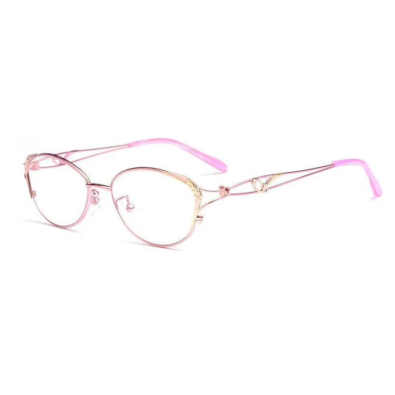 Women's Cat Eye Full Rim Reading Glasses 1.56 Index Anti Blue Light Lenses F2834