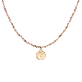 'Wrap' Gemstone 10mm Hammered Diamond Disc Necklace