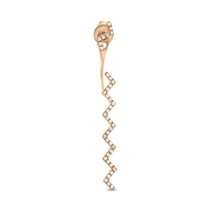 Zig Zag Diamond Pave Dangle Earrings